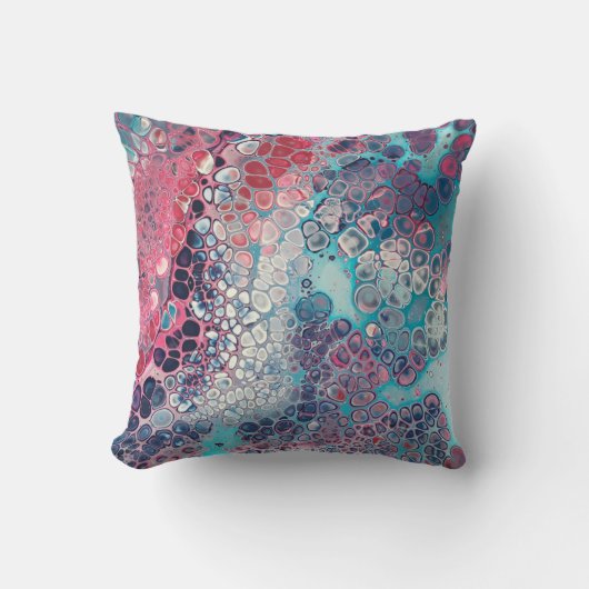 サンゴとアクアアクリルの注カラフル水抽象芸術 クッション (正面)