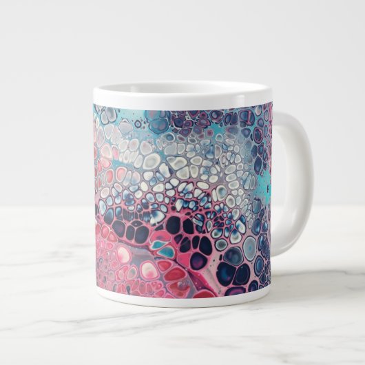 サンゴとアクアアクリルの注カラフル水抽象芸術 ジャンボコーヒーマグカップ (正面右)