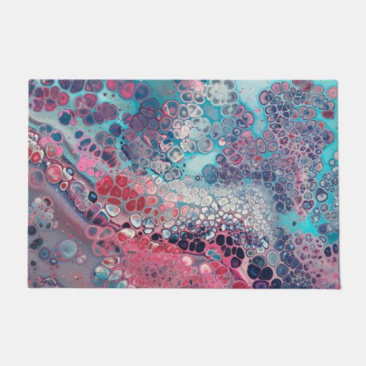 サンゴとアクアアクリルの注カラフル水抽象芸術 ドアマット (正面)