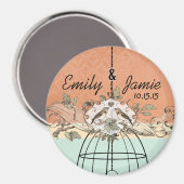 サンゴとアクアバードケージ結婚のスクロールマグネット マグネット (正面/裏面)