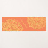 サンゴとオレンジのマンダラの花 ヨガマット (正面(横))