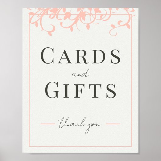 サンゴとクリームの結婚フィリーグリーのギフトのサイン ポスター (正面)