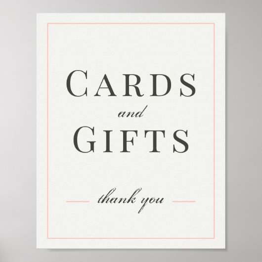 サンゴとクリームの結婚式のカードとギフトサイン ポスター (正面)