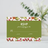 サンゴとグリーンフローラ結婚式RSVP 出欠カード (スタンド正面)