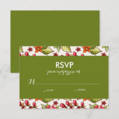 サンゴとグリーンフローラ結婚式RSVP 出欠カード (正面/裏面)