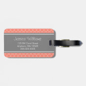 サンゴとグレーのクローバーパーソナライズされた模様 ラゲッジタグ (裏面横)