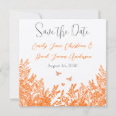 サンゴとグレーの野生のフラワービー結婚式の日付を保存 セーブザデート (正面)