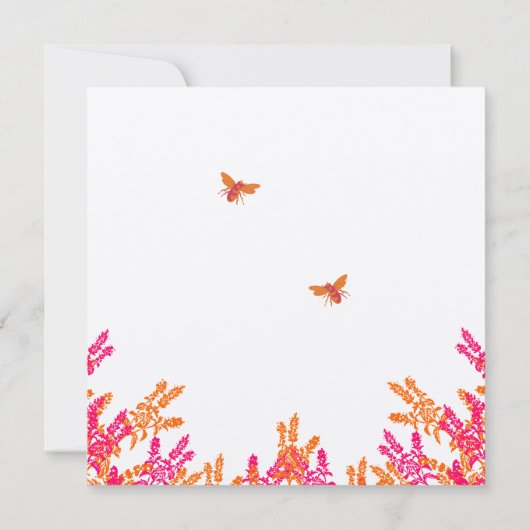 サンゴとグレーの野生のフラワービー結婚式の日付を保存 セーブザデート (裏面)