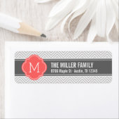 サンゴとグレーシェブロンモノグラム ラベル (インサイチュ)