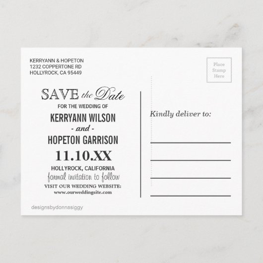 サンゴとゴールドのグリッター - 日程を保存して 案内ポストカード (裏面)