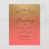 サンゴとゴールドのグリッター - 日程を保存して 案内ポストカード (正面)