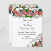 サンゴとサケの混合花結婚式招待状 招待状 (正面/裏面)