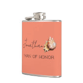 サンゴとシェルのパーソナライズド マン オブ オナー フラスコ フラスク (左)