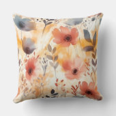 サンゴとスモークブルーモダンアートの花 クッション (裏面)