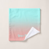 サンゴとターコイズストライプの風呂 バスタオルセット (ウォッシュタオル)