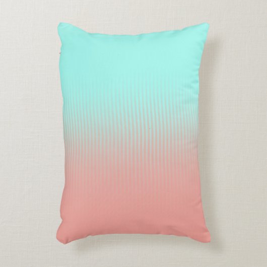 サンゴとターコイズストライプ アクセントクッション (正面(垂直))