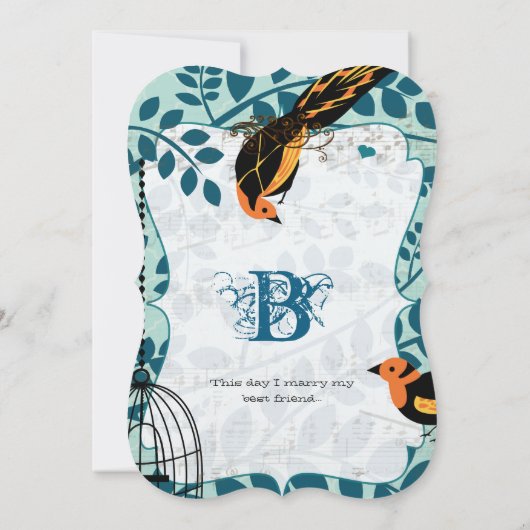 サンゴとティール（緑がかった色）のアールデコインスパイアバリズ 招待状 (裏面)