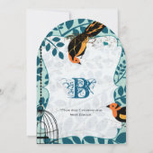 サンゴとティール（緑がかった色）のアールデコインスパイアバリズ 招待状 (裏面)