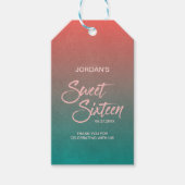 サンゴとティール（緑がかった色）グラディエント甘い16誕生日ありがとう ギフトタグ (正面)