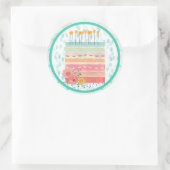 サンゴとティール(緑がかった色)ケーキ結婚式の引き出物パーティーシール ラウンドシール (バッグ)