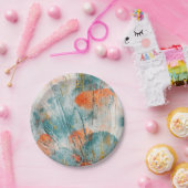 サンゴとティール（緑がかった色）プレート ペーパープレート (パーティー)