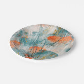 サンゴとティール（緑がかった色）プレート ペーパープレート (アングル)