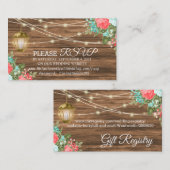 サンゴとティール（緑がかった色） – 出欠と登録 – の結婚ウェブサイト エンクロージャーカード (正面/裏面)