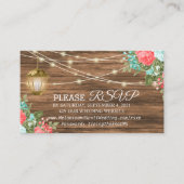 サンゴとティール（緑がかった色） – 出欠と登録 – の結婚ウェブサイト エンクロージャーカード (正面)