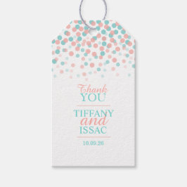 サンゴとティール（緑がかった色）感謝していあなたカスタム結婚式の贈り物ラベル ギフトタグ