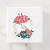 サンゴとティール（緑がかった色）牡丹金ゴールドブーケ結婚のリングや輪 フェイバータグ (インサイチュ)