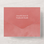 サンゴとティール（緑がかった色）結婚フローラ オールインワン招待状 (裏面)