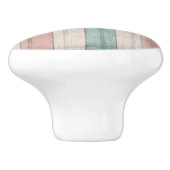 サンゴとティール(緑がかった色)航海のビーチウッドストライプ セラミックノブ (側面)