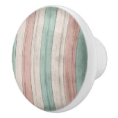 サンゴとティール(緑がかった色)航海のビーチウッドストライプ セラミックノブ (右)