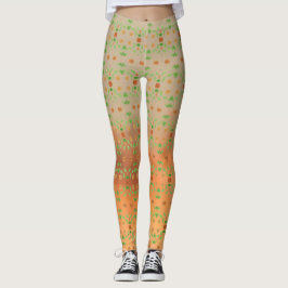 サンゴとトープパターン（の模様が）あるレギンス レギンス