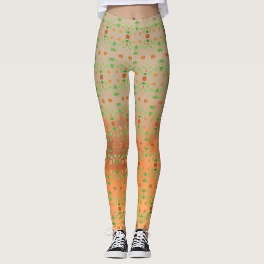 サンゴとトープパターン(の模様が)あるレギンス レギンス (正面)