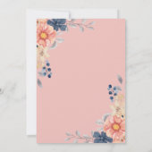 サンゴとネイビーの花 |モノグラム水結婚色 招待状 (裏面)