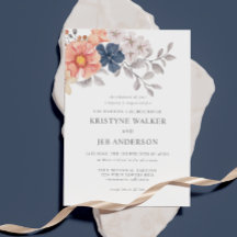 サンゴとネイビーの花 |植物学エレガント学