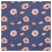 サンゴとネイビーブルーの花柄 ファブリック (見本)