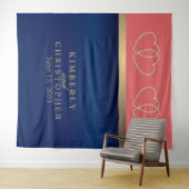 サンゴとネイビーブルー(金ゴールドハート) タペストリー (インサイチュ(横))