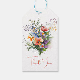 サンゴとパープルの野生の花 ブライダルシャワー ギフトタグ