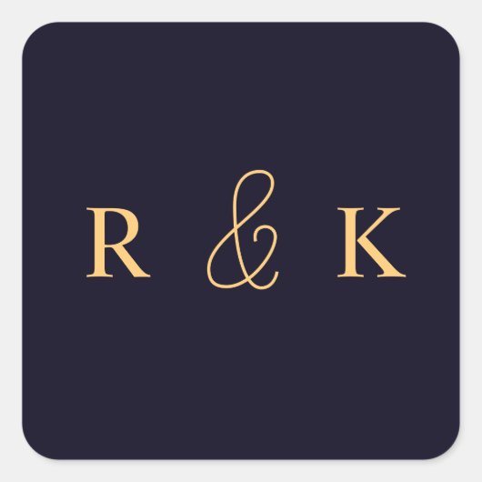 サンゴとピンクのオリジナルイニシャル入り スクエアシール (正面)