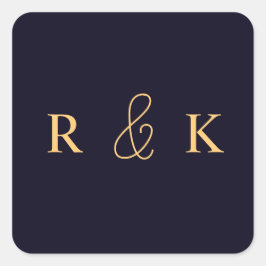 サンゴとピンクのオリジナルイニシャル入り スクエアシール