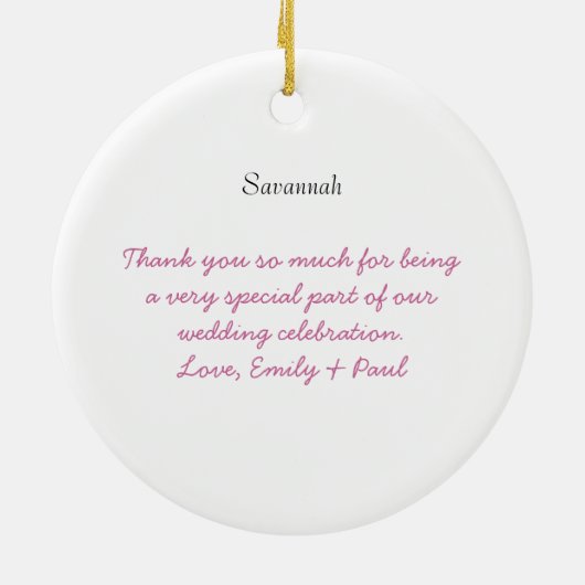 サンゴとピンクのブロンドの花嫁のガウン結婚ズ セラミックオーナメント (裏面)