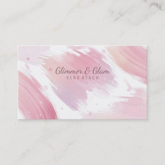 サンゴとピンクの水の色が飛び散る 名刺 (正面)