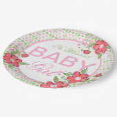 サンゴとピンクの花の赤ちゃんシャワー紙プレート ペーパープレート (アングル)