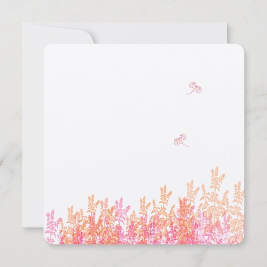 サンゴとピンクの野生の花蜂の結婚式の日付を保存 セーブザデート (裏面)