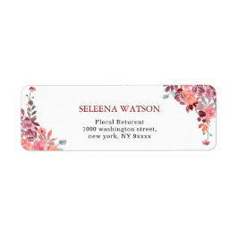 サンゴとピーチウォーターの色のフローラ結婚のアドレス ラベル