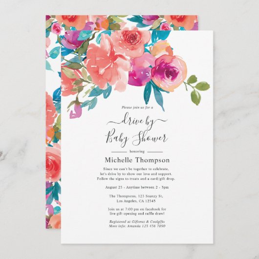 サンゴとファンダンゴフローラドライブbyシャワー 招待状 (正面/裏面)