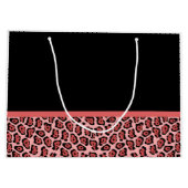 サンゴとブラックジャガーのプリント、名前の付いたかわいい弓 ラージペーパーバッグ (裏面)