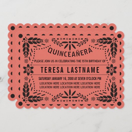 サンゴとブラックパペルピカドキンセアニラ 招待状 (正面/裏面)